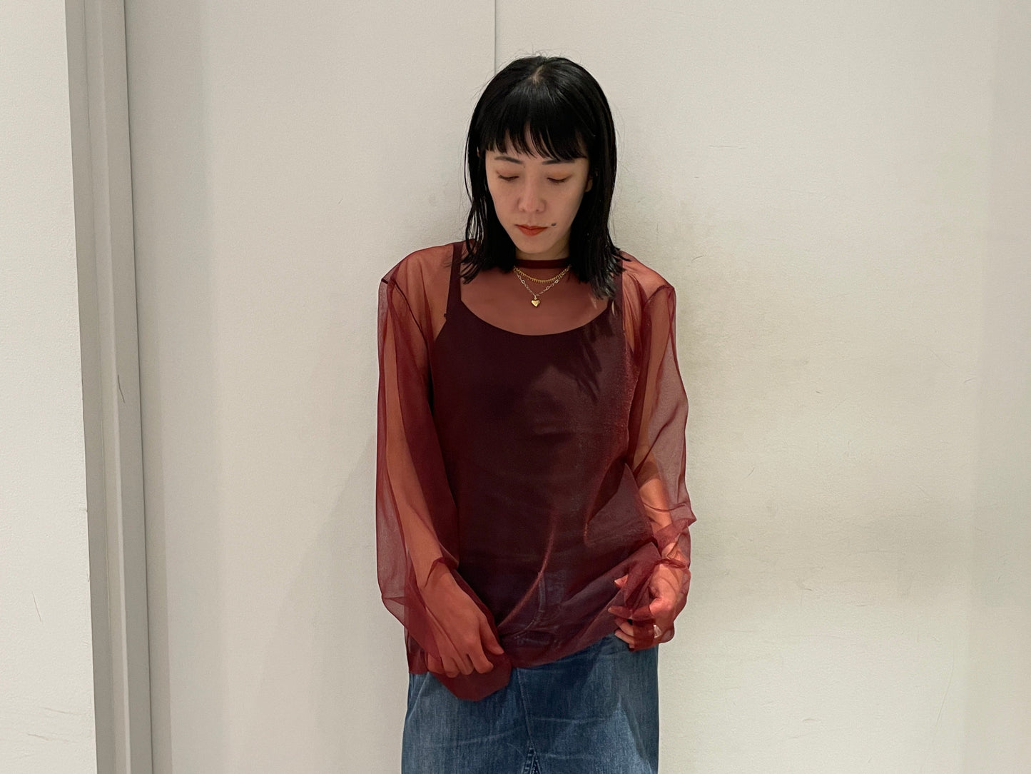 SHEER NYLON PULL OVER KNIT