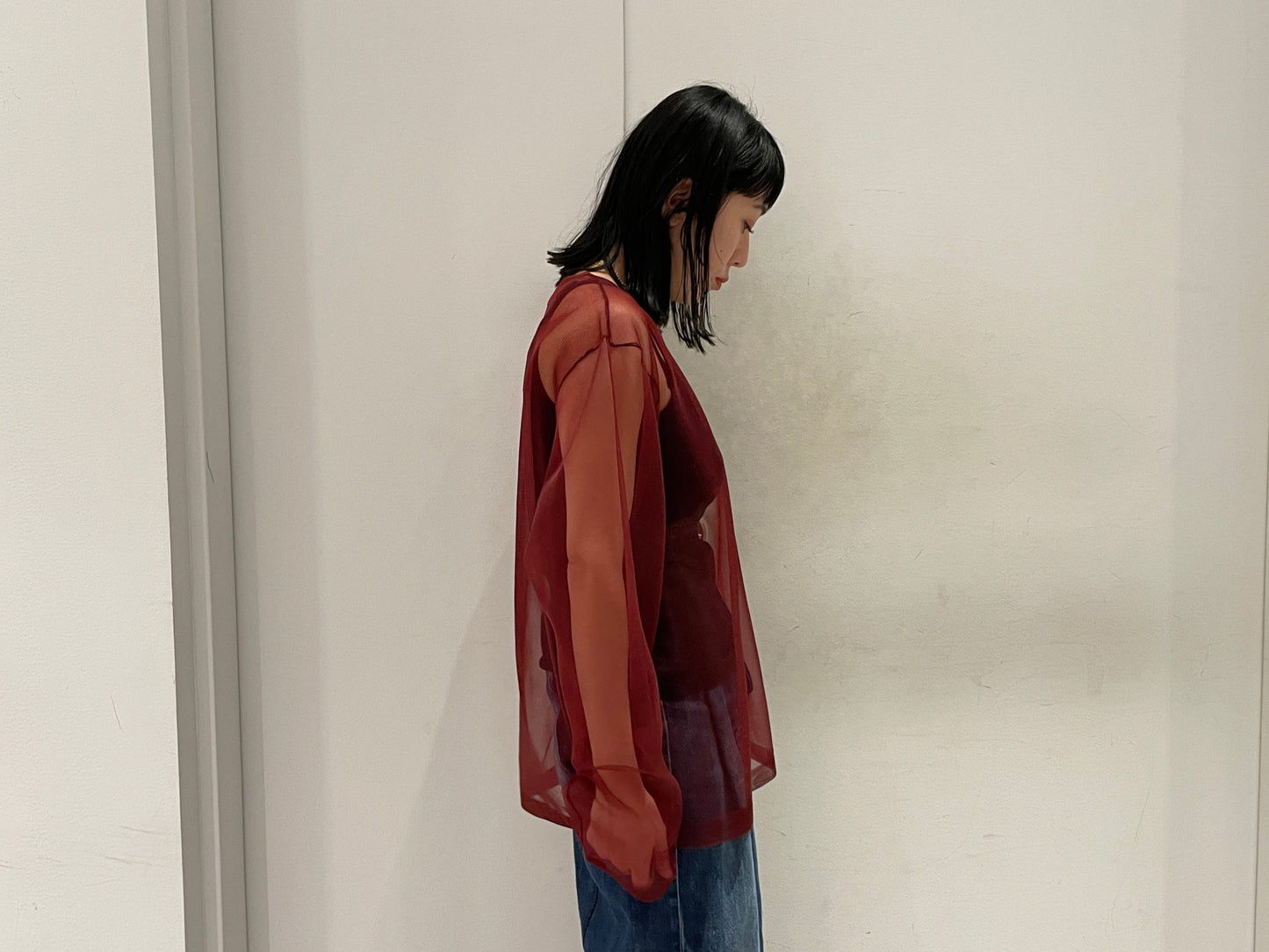 SHEER NYLON PULL OVER KNIT