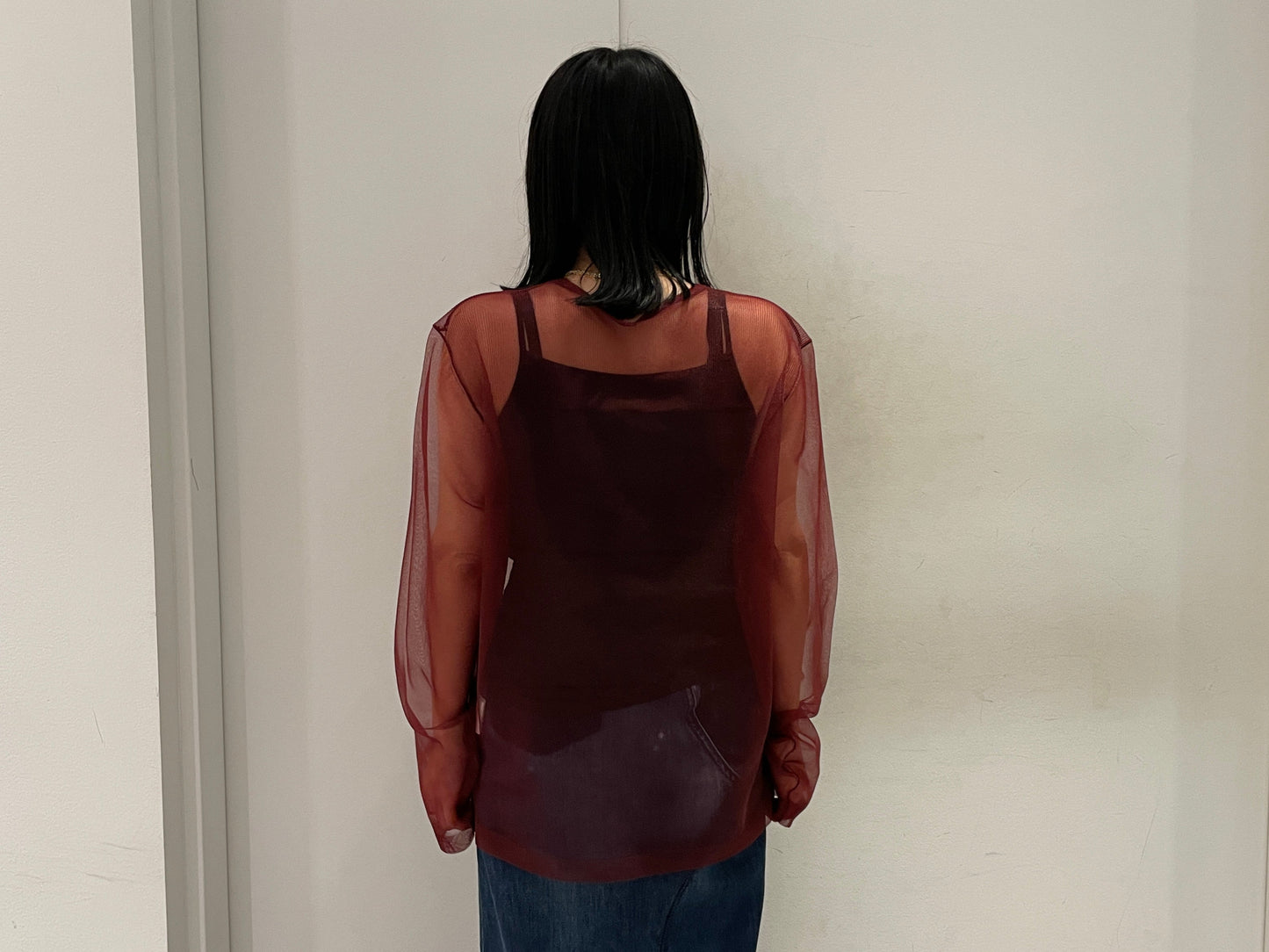 SHEER NYLON PULL OVER KNIT