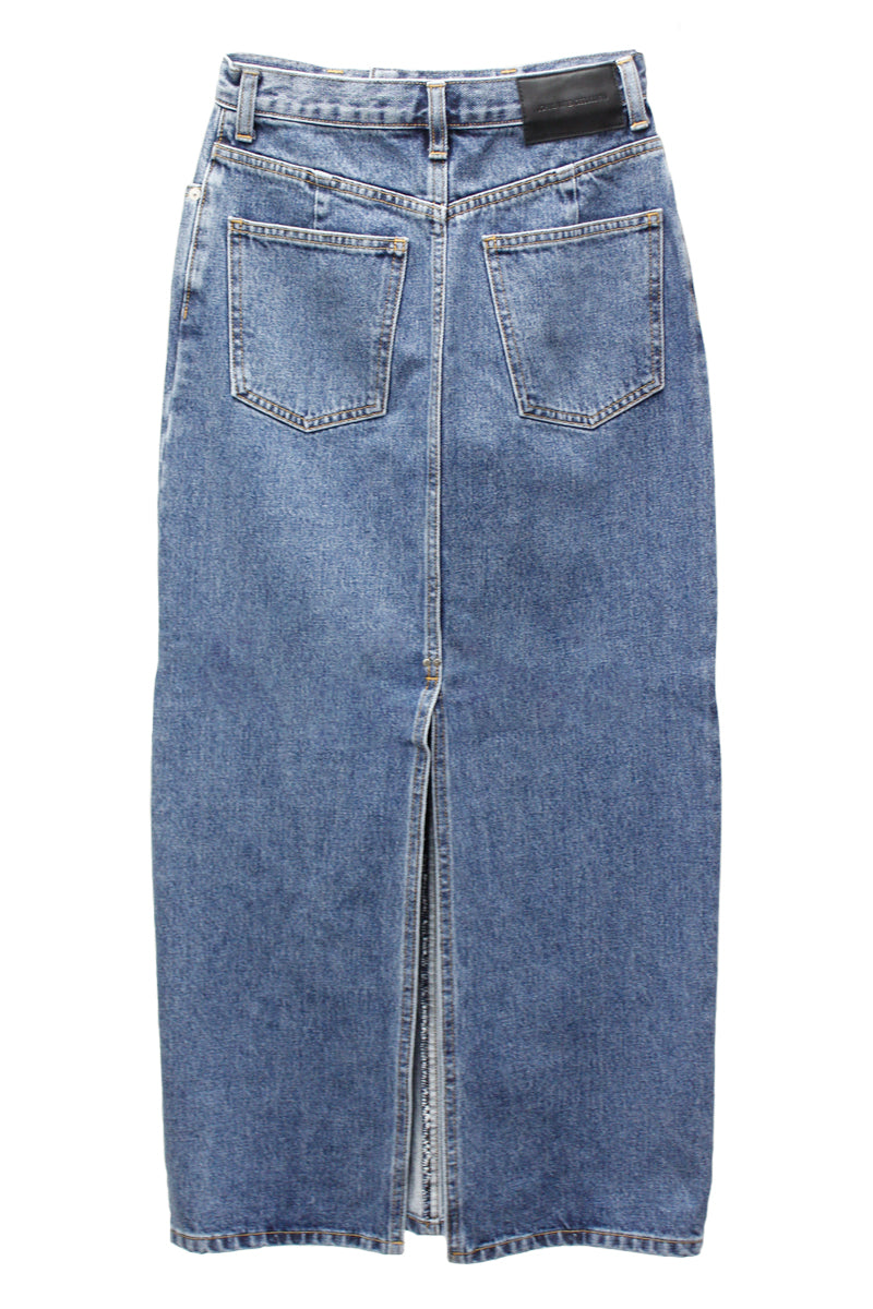 WASHED DENIM CUT-OFF SKIRT