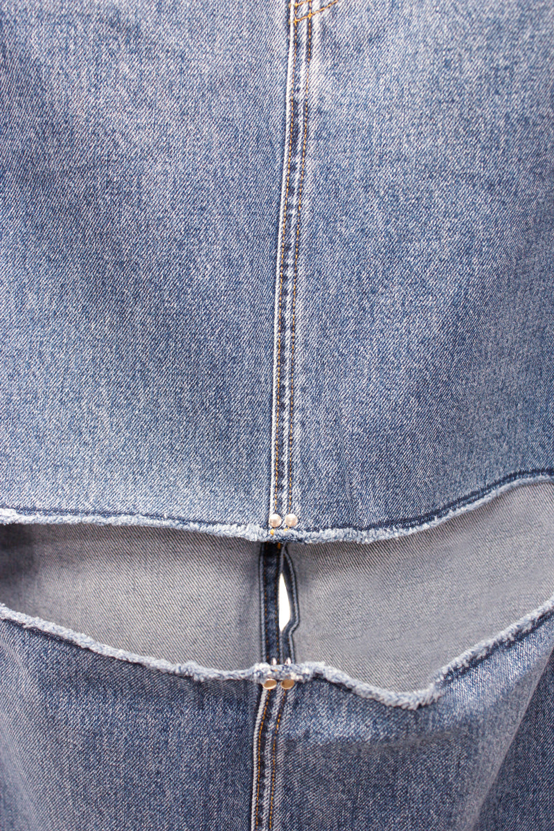 WASHED DENIM CUT-OFF SKIRT【23AW】