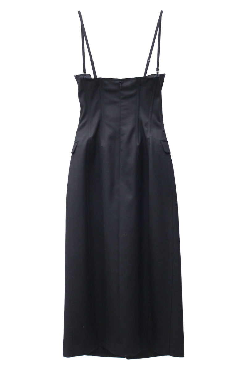WOOL GABARDINE CORSET BUSTIER DRESS
