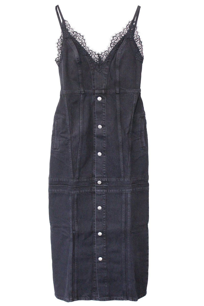 BLACK DENIM LACE DRESS【25AW】