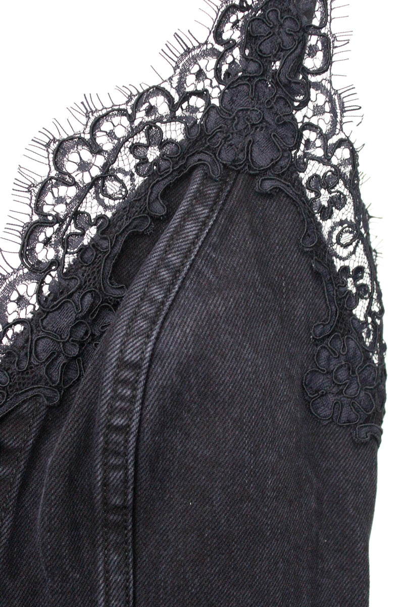 BLACK DENIM LACE DRESS【25AW】