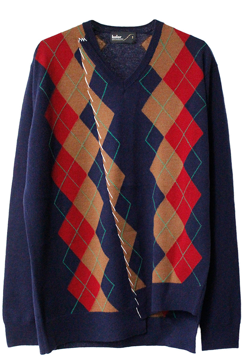 アーガイル柄Vネックニット(MEN)【25AW】