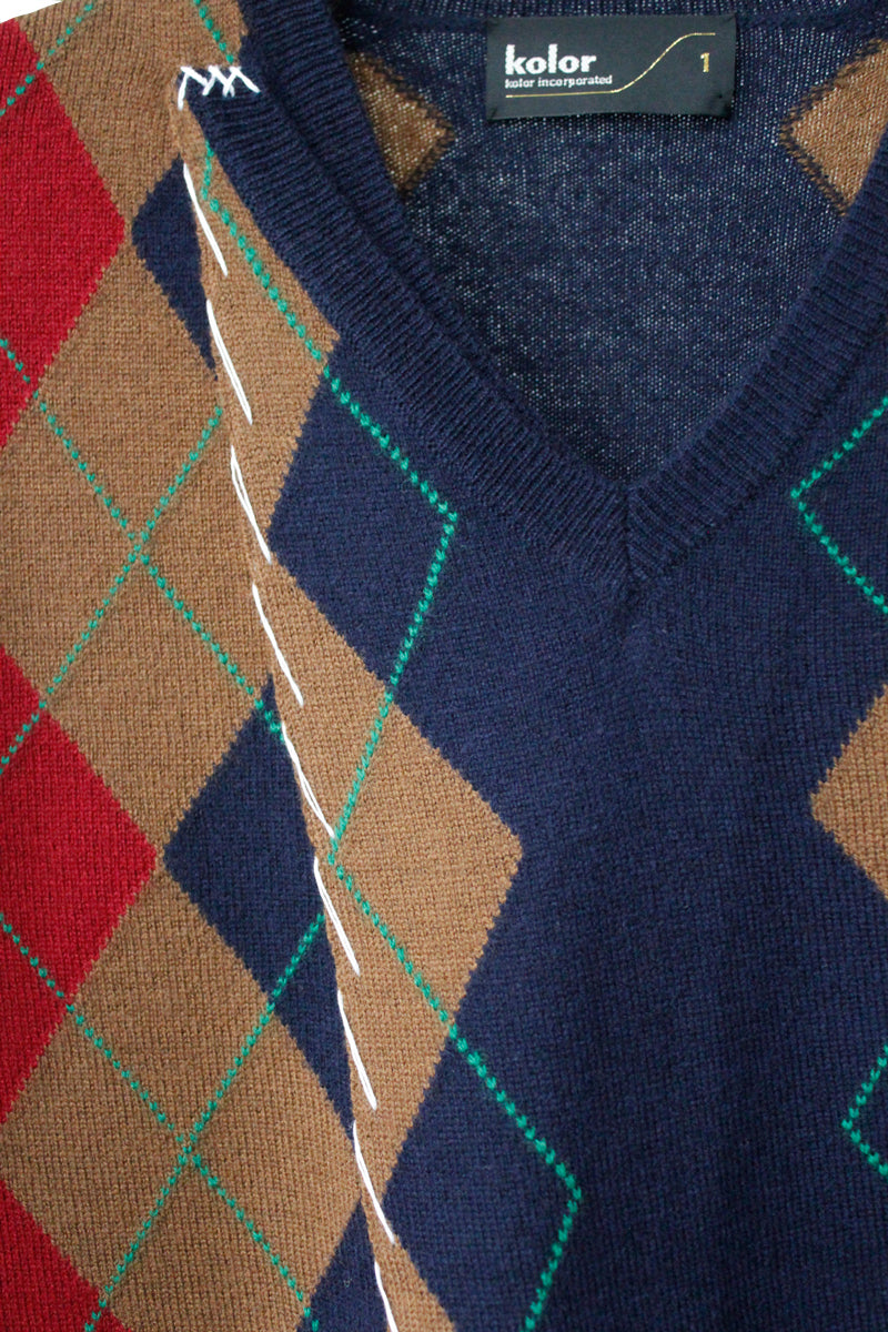 アーガイル柄Vネックニット(MEN)【25AW】