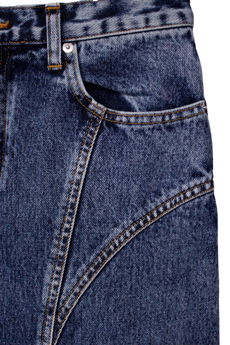 WASHED DENIM MERMAID LINE SKIRT【25AW】