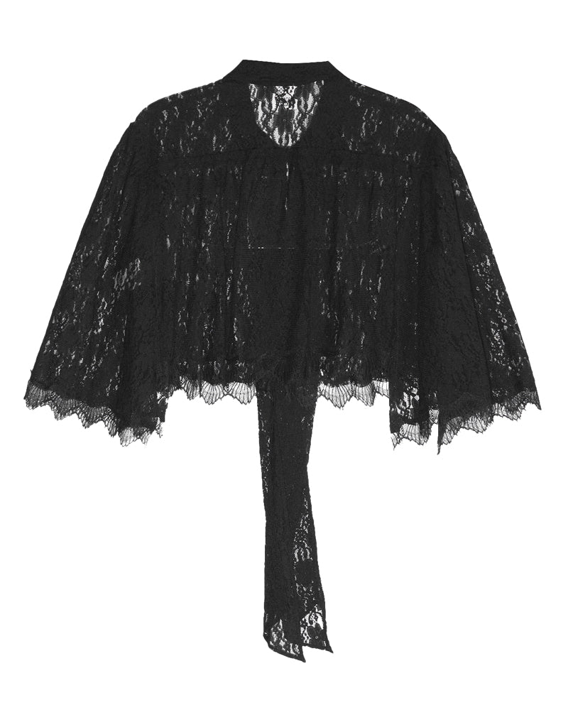 ALL-OVER LACE CAPE BLOUSE