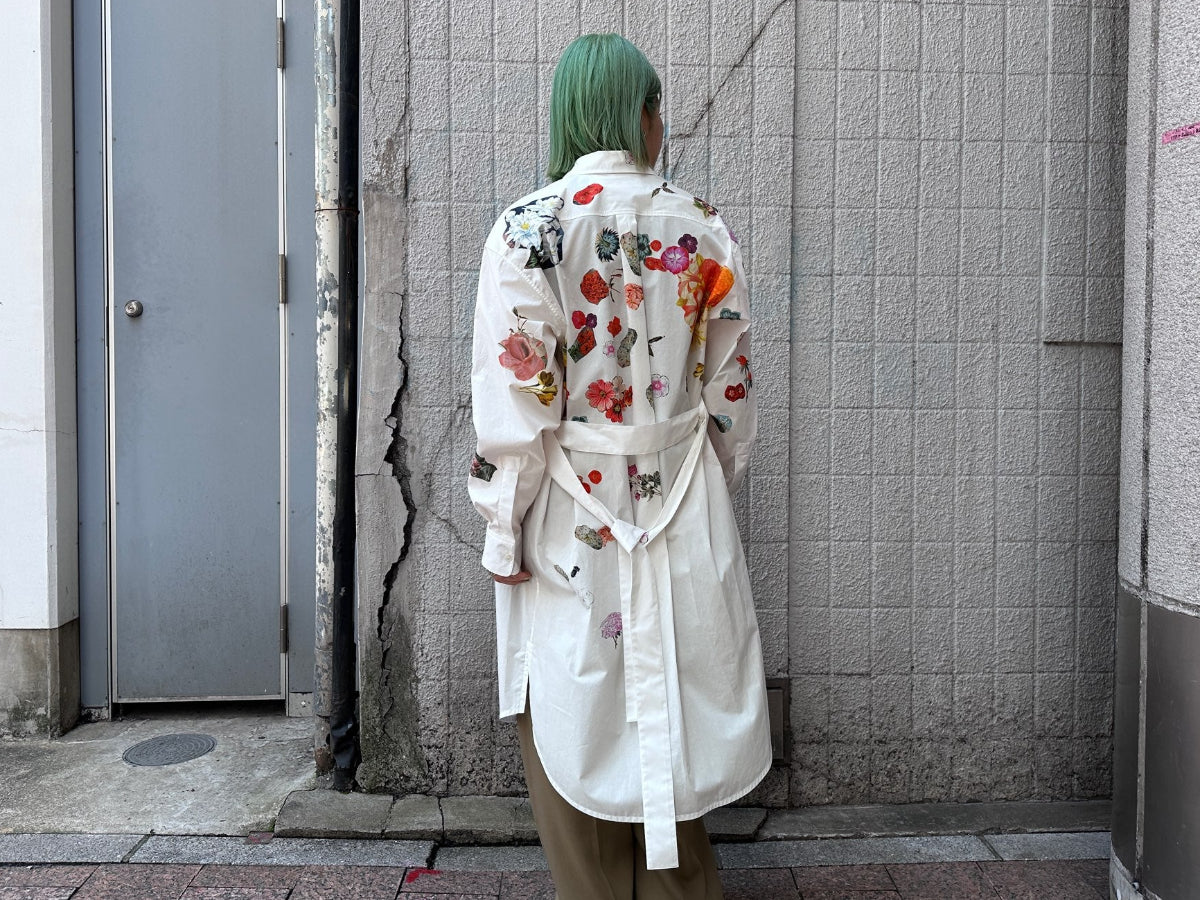 花柄シャツワンピース