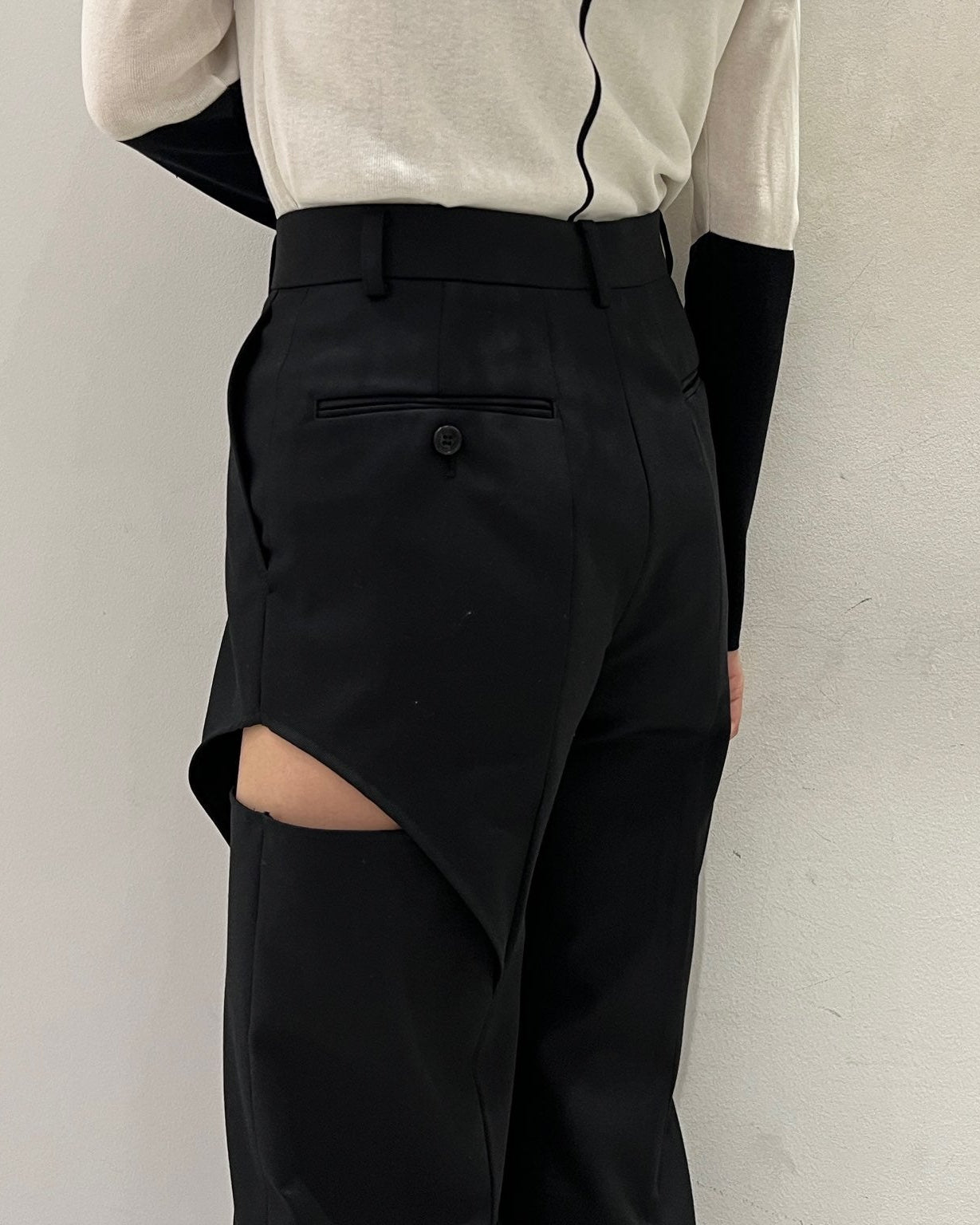 WOOL GABARDINE HOLLOWED OUT TROUSERS