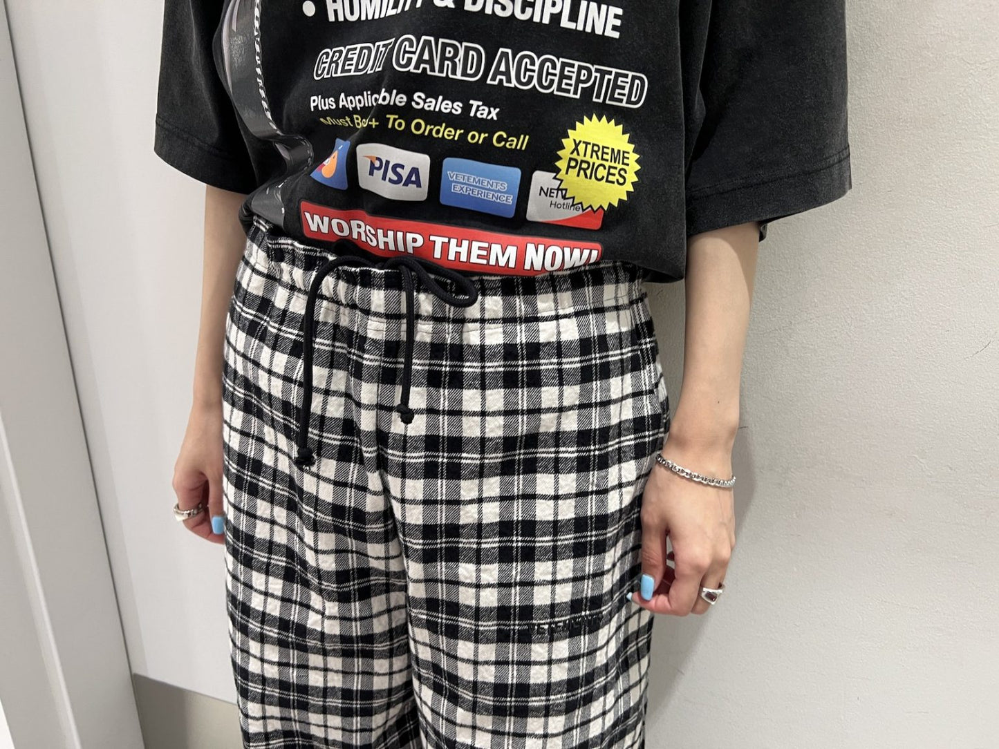 METALIZED WRINKLED PYJAMA PANTS