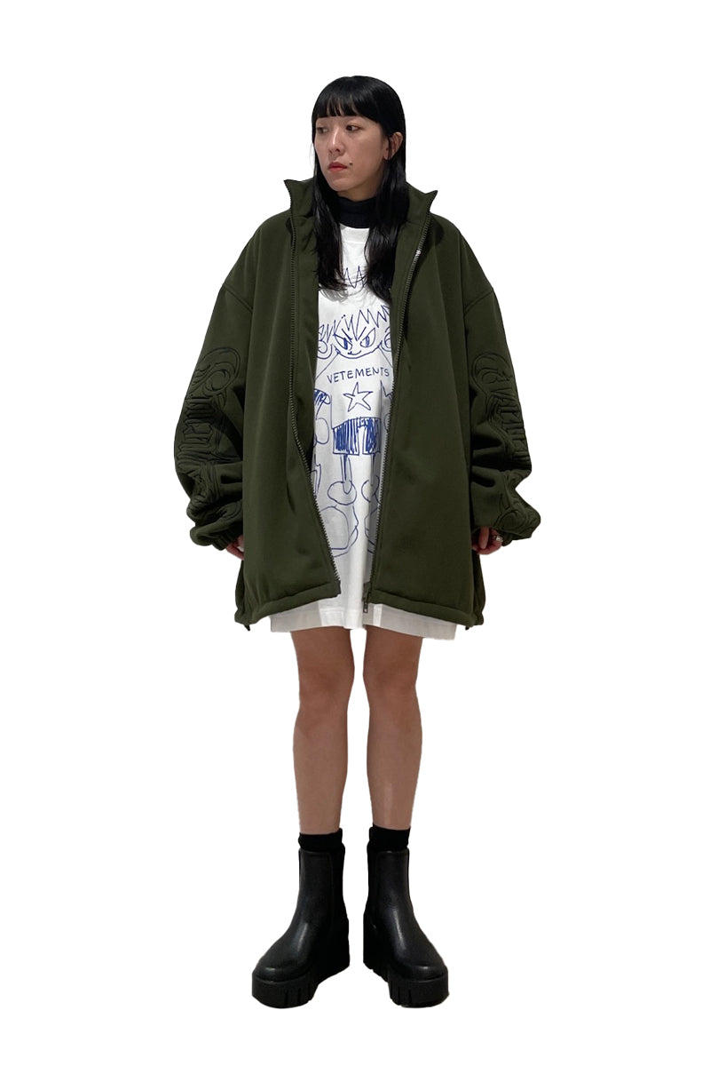 EMBROIDERED METAL LOGO FLEECE JACKET