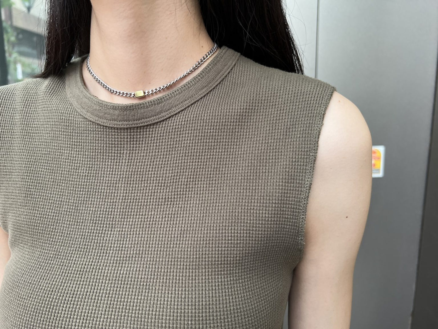 WAFFLE FABRIC SLEEVELESS TOP