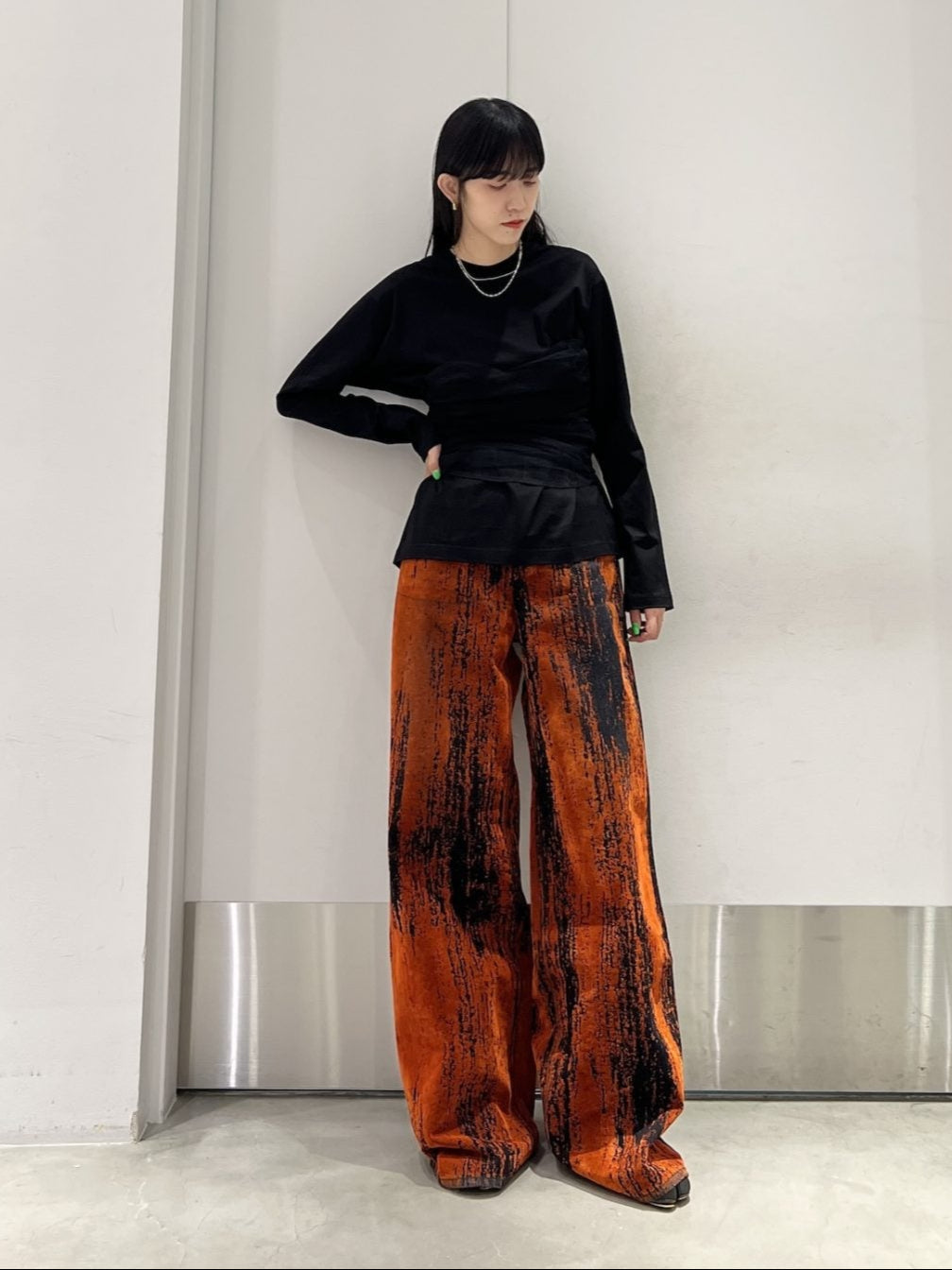 FLOCKED DENIM WIDE PANTS【25AW】