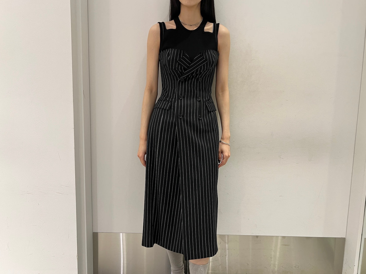 WOOL GABARDINE CORSET BUSTIER DRESS