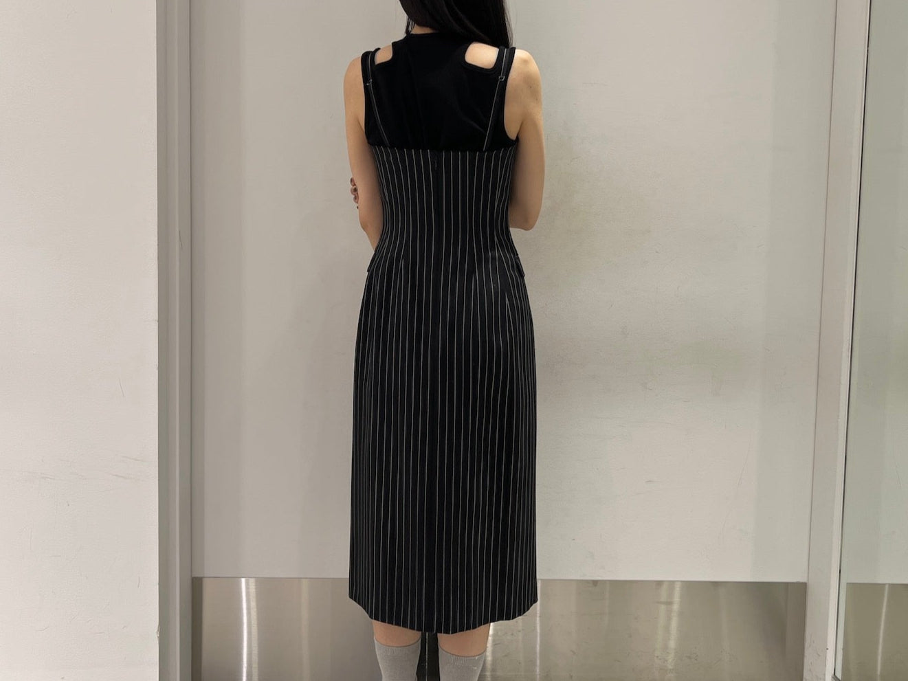 WOOL GABARDINE CORSET BUSTIER DRESS