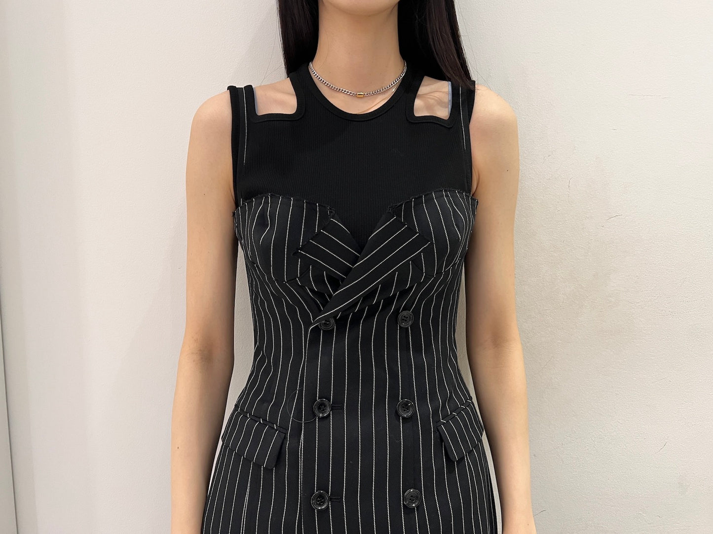 WOOL GABARDINE CORSET BUSTIER DRESS