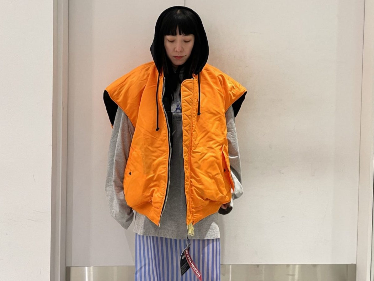 LOGO BOMBER VEST WITH A HOOD