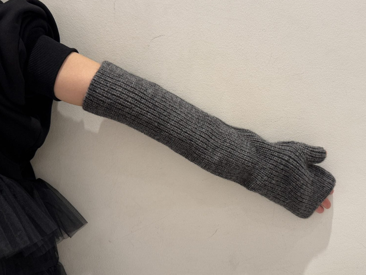 RIBED FINGERLESS KNIT GLOVES【25AW】