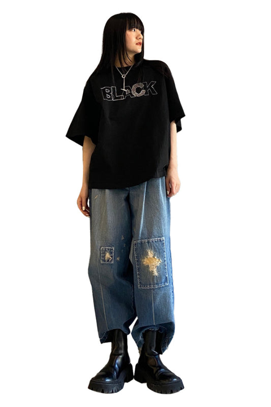 デニムタックパンツ