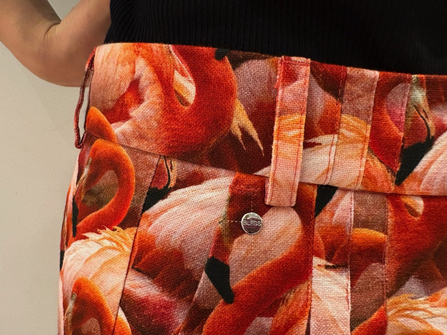 フラミンゴ柄タックワイドパンツ【25SS】