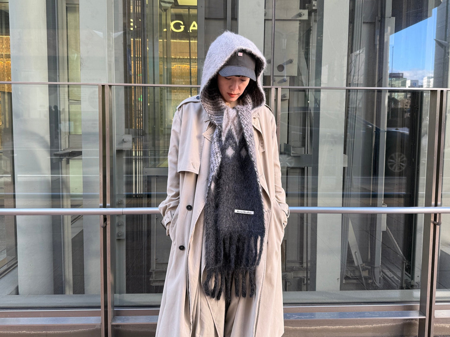 フード付モヘアストール