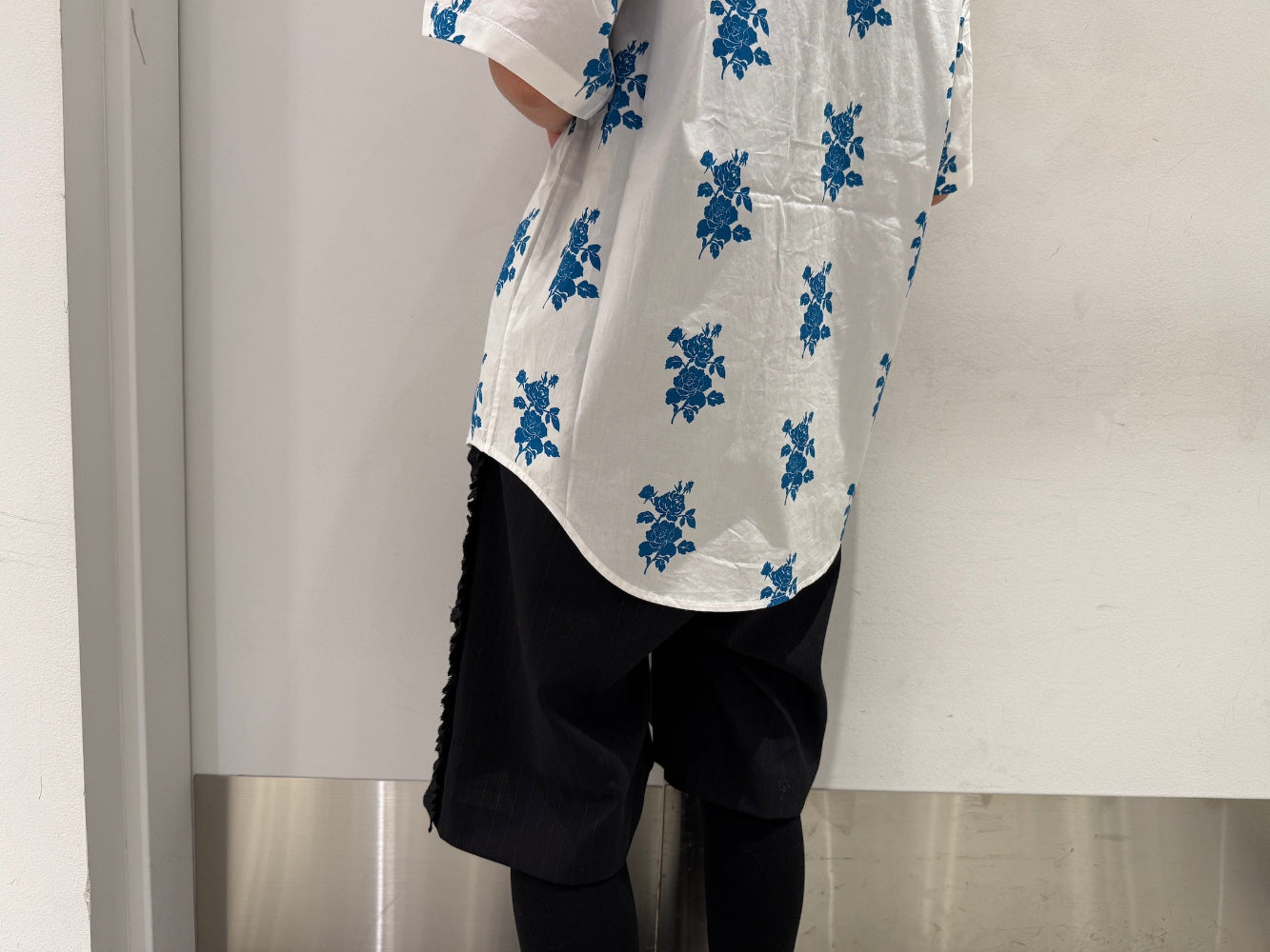 Ribbon Collar S/S Shirt(MEN)