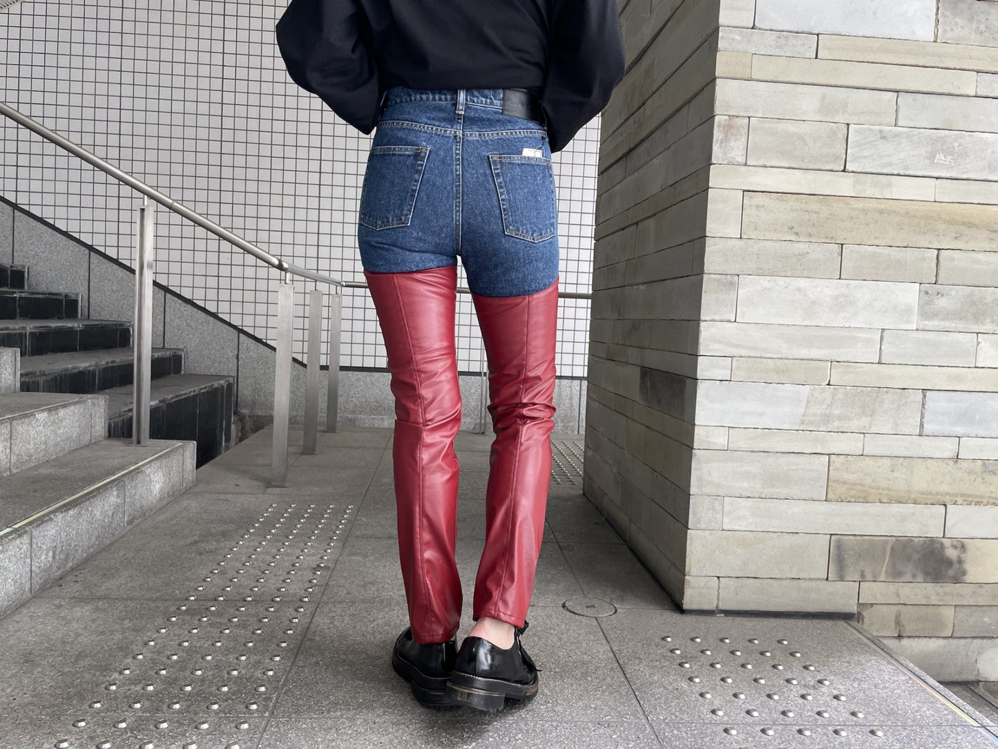 VEGAN LEATHER BI-COLOR PANTS
