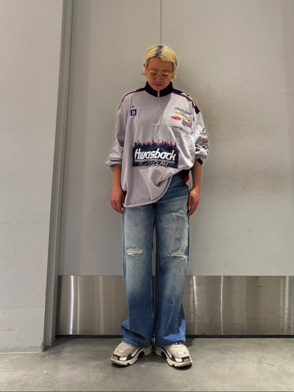 RACING EMBROIDERY HALF ZIP-UP【25SS】