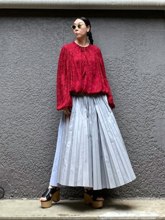 mult stripe sunpleated skirt【25SS】