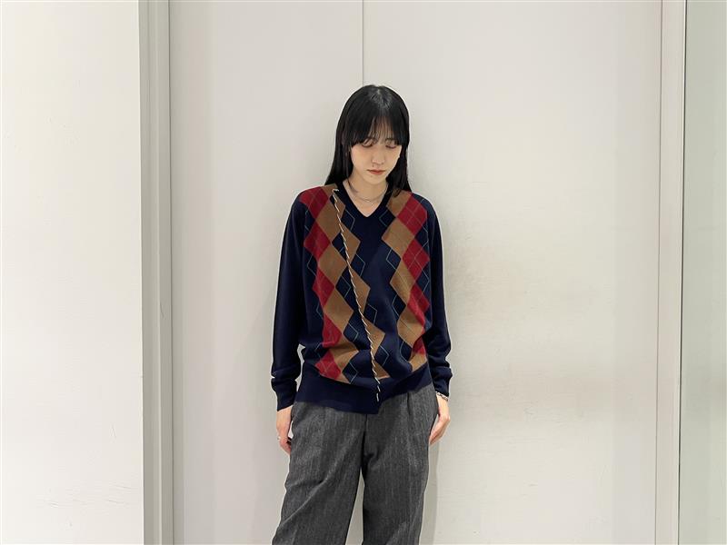アーガイル柄Vネックニット(MEN)【25AW】