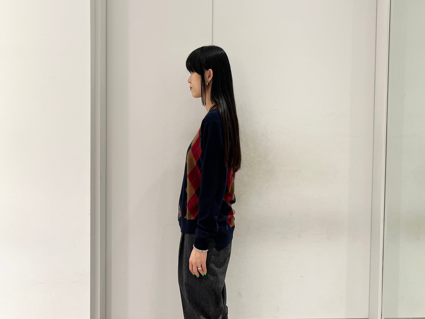 アーガイル柄Vネックニット(MEN)【25AW】