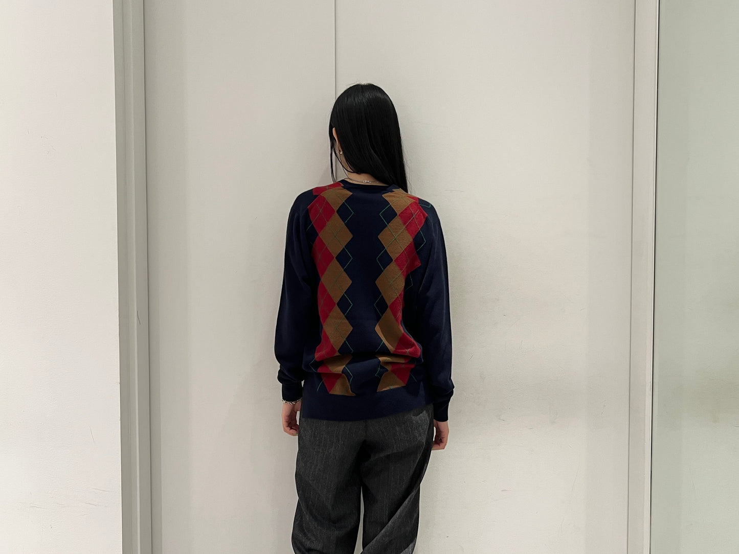 アーガイル柄Vネックニット(MEN)【25AW】