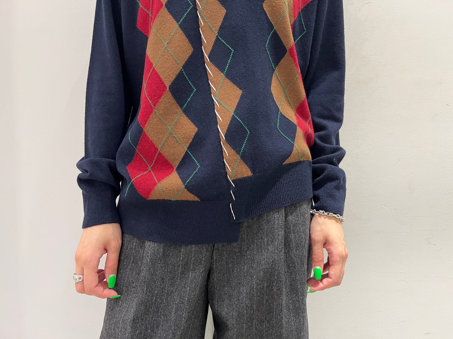 アーガイル柄Vネックニット(MEN)【25AW】