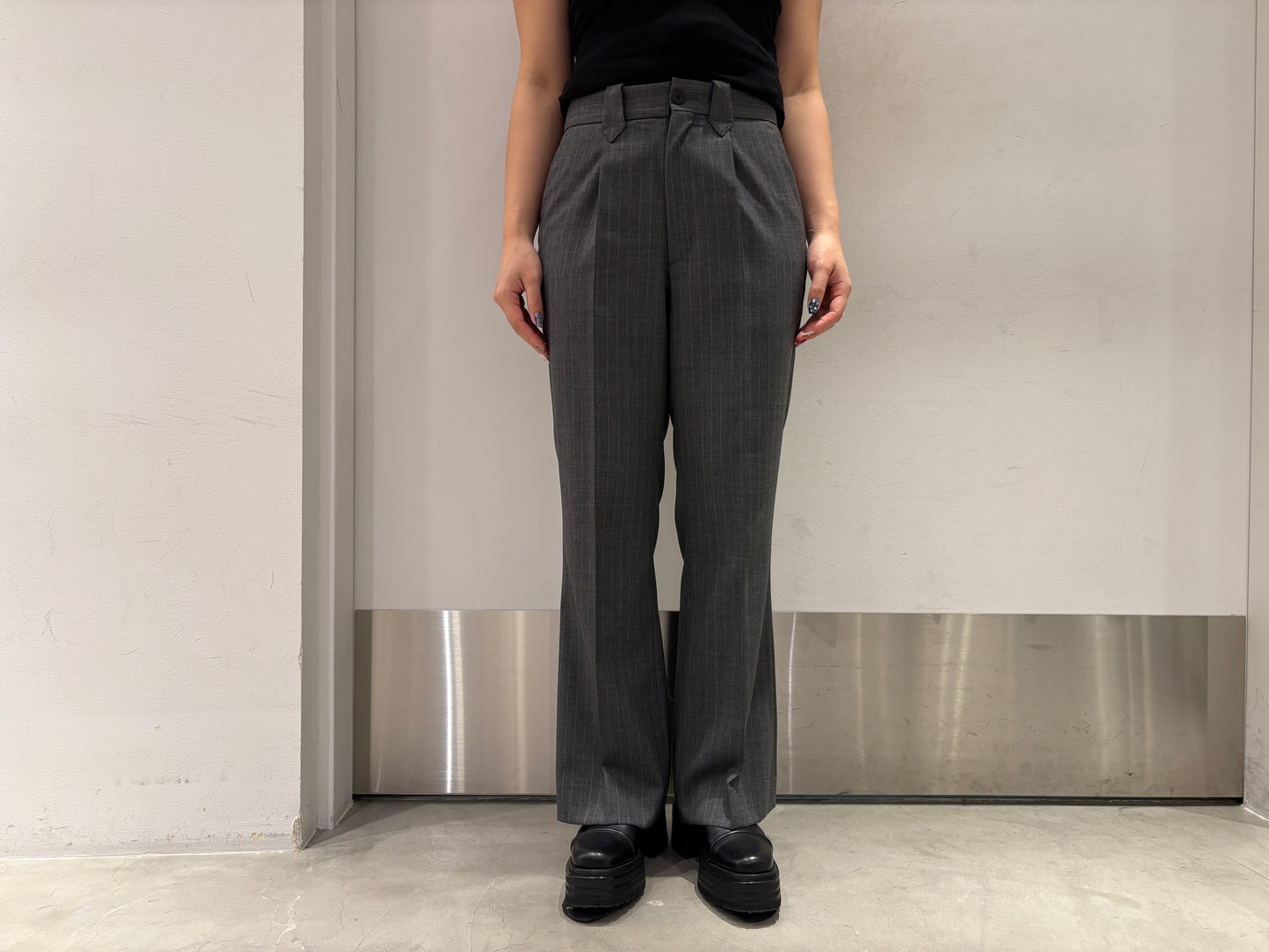 WOOL STRIPE TRO FOIL WESTERN SLACKS