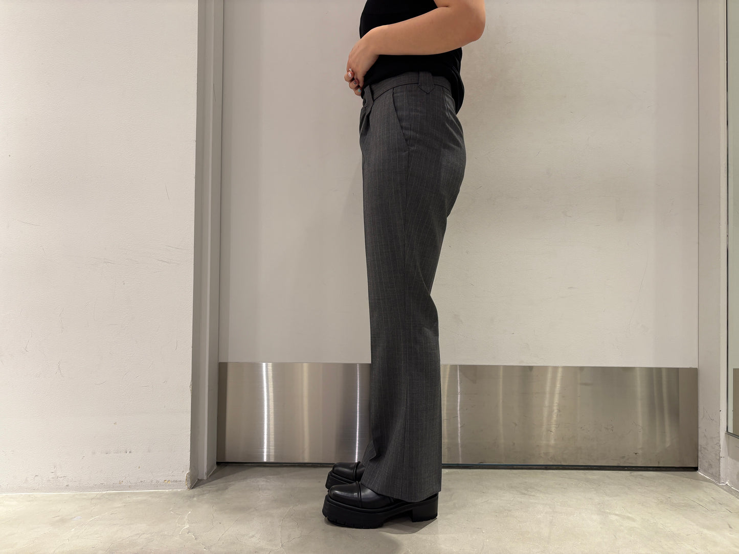 WOOL STRIPE TRO FOIL WESTERN SLACKS