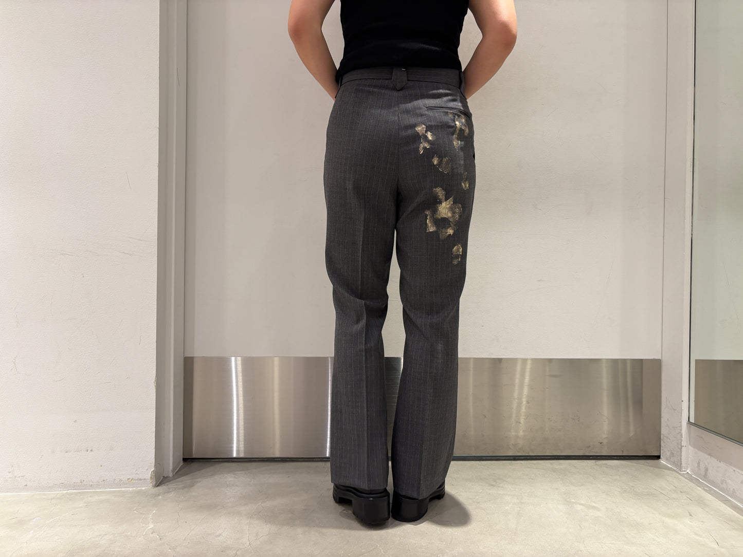 WOOL STRIPE TRO FOIL WESTERN SLACKS