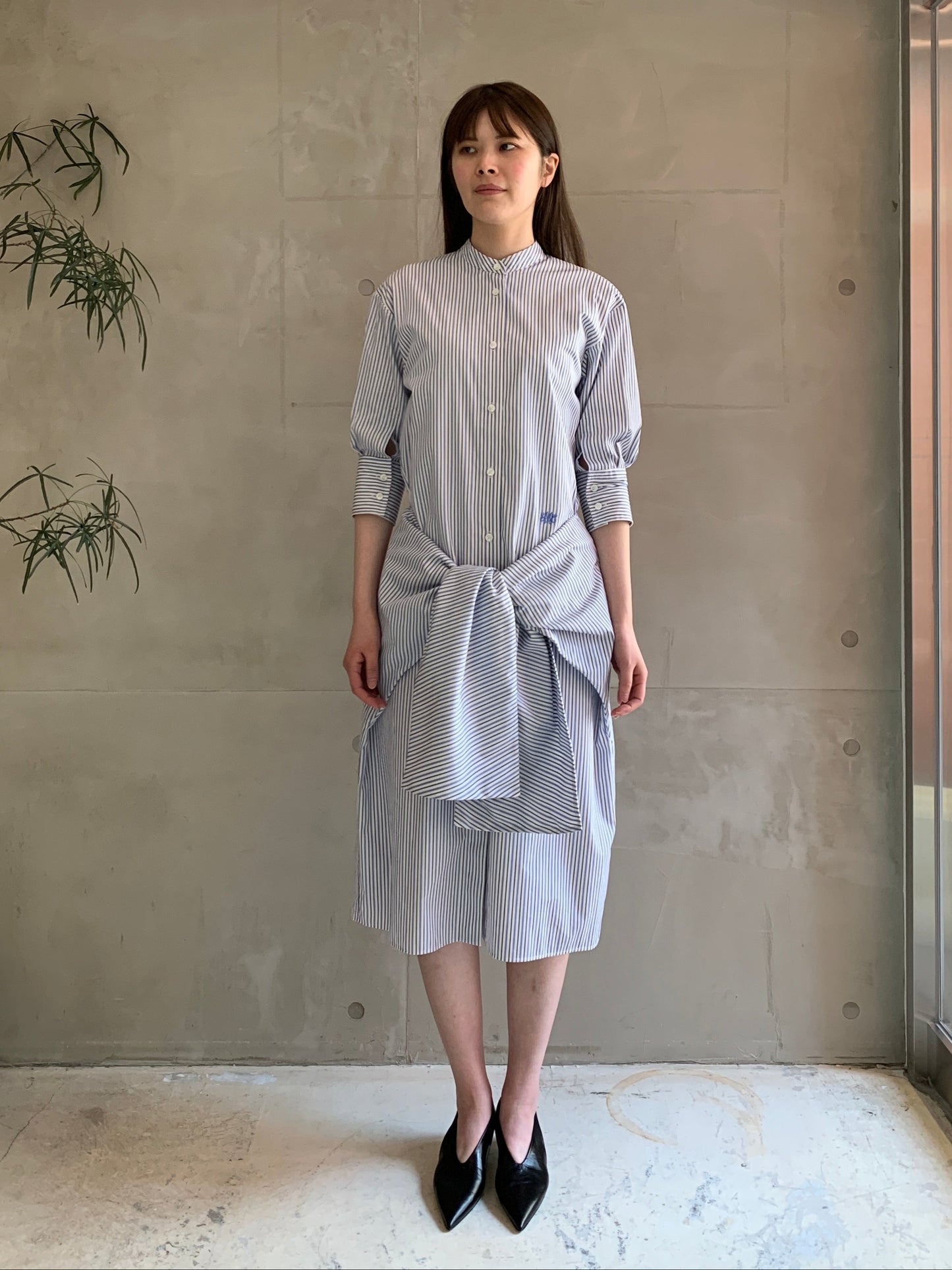 STRIPED WAIST TIE DRESS【25SS】