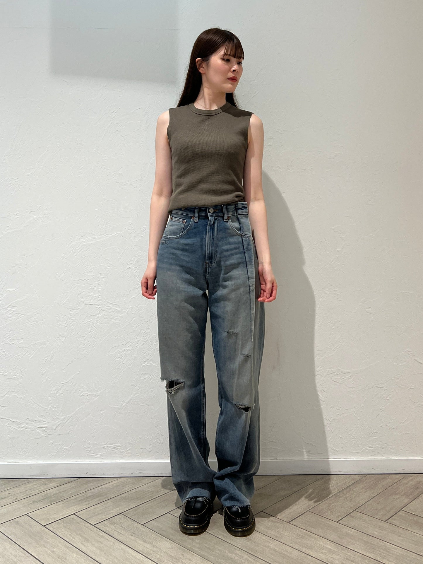WAFFLE FABRIC SLEEVELESS TOP