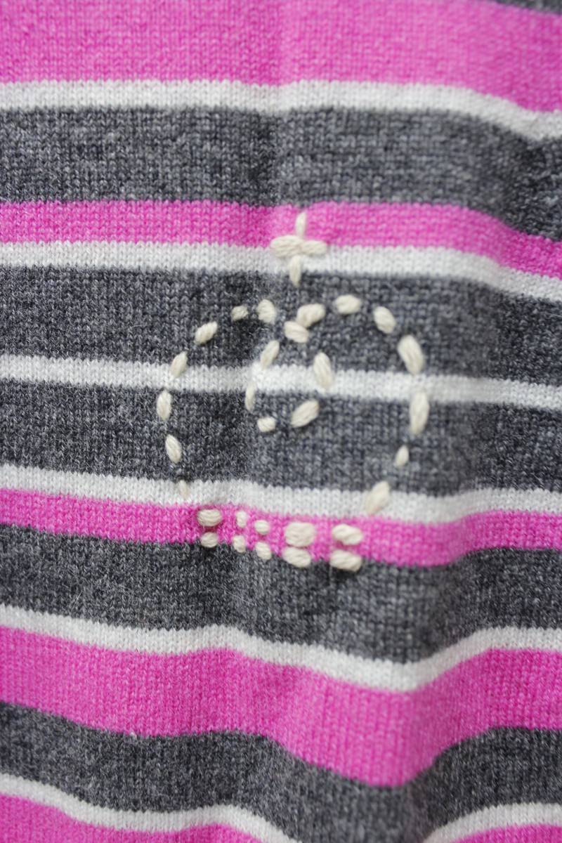 ヘンリーネックカシミアボーダーニット