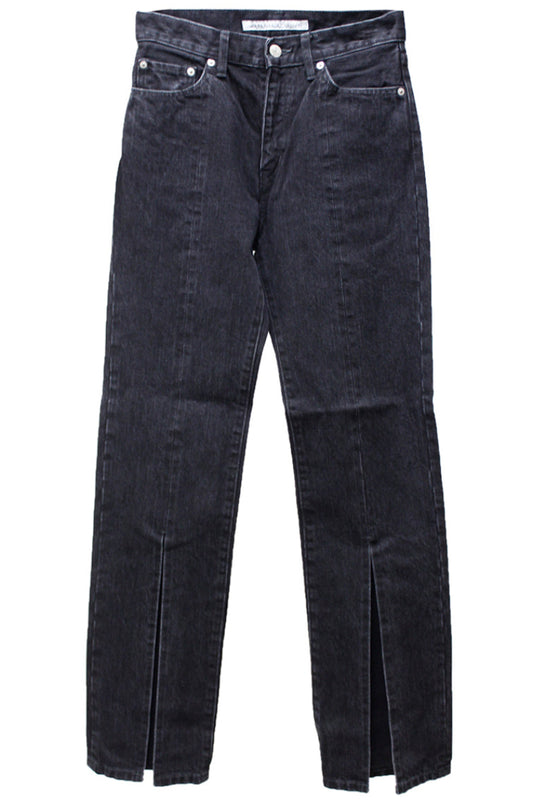 WASHED DENIM SLITTED PANTS
