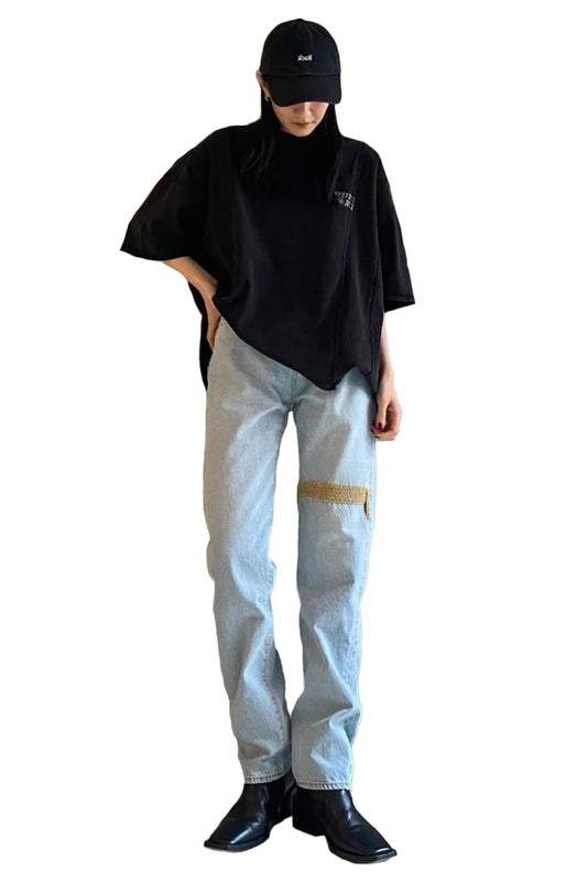 GOLDチェーンデニムスリムパンツ