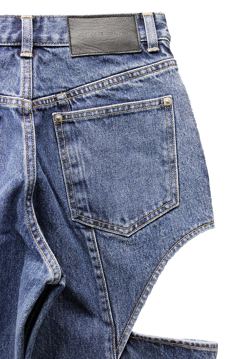 WASHED DENIM HOLLOWED OUT PANTS【23AW】