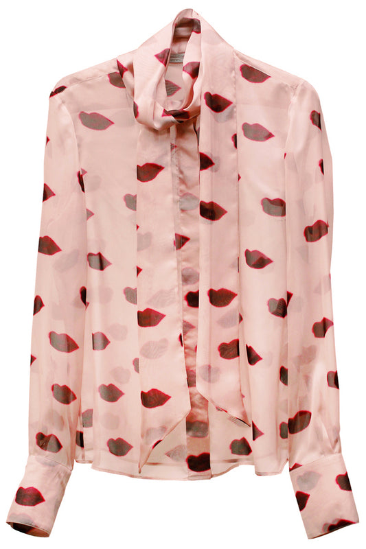 PUSSY BOW LIPS PRINT SHIRT【24AW】