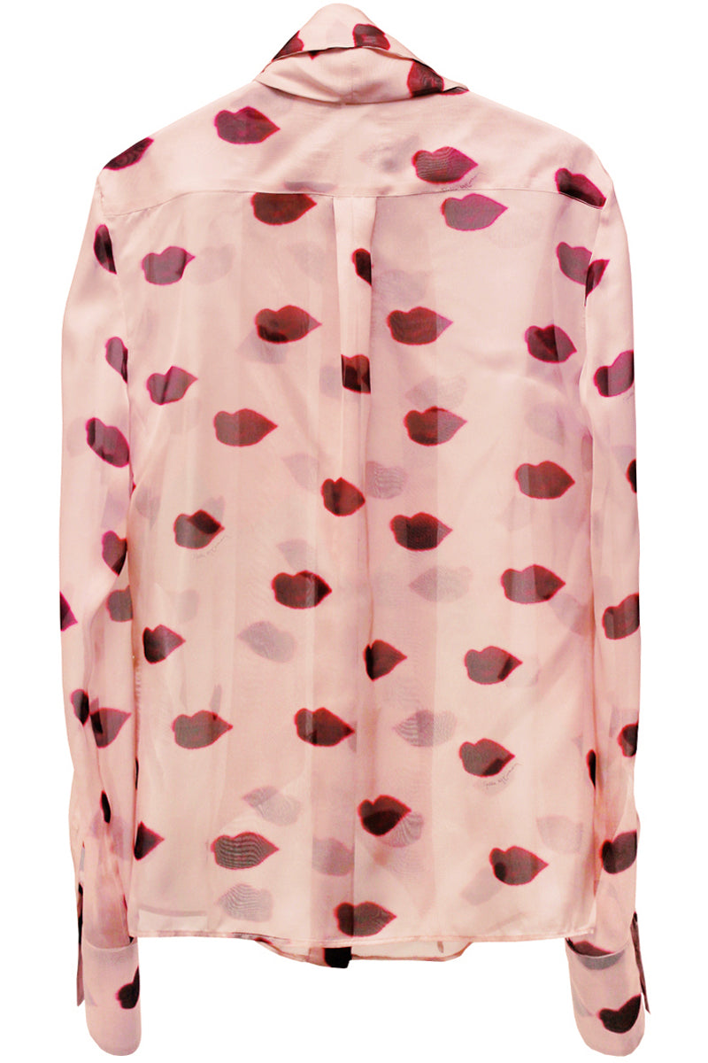 PUSSY BOW LIPS PRINT SHIRT【24AW】