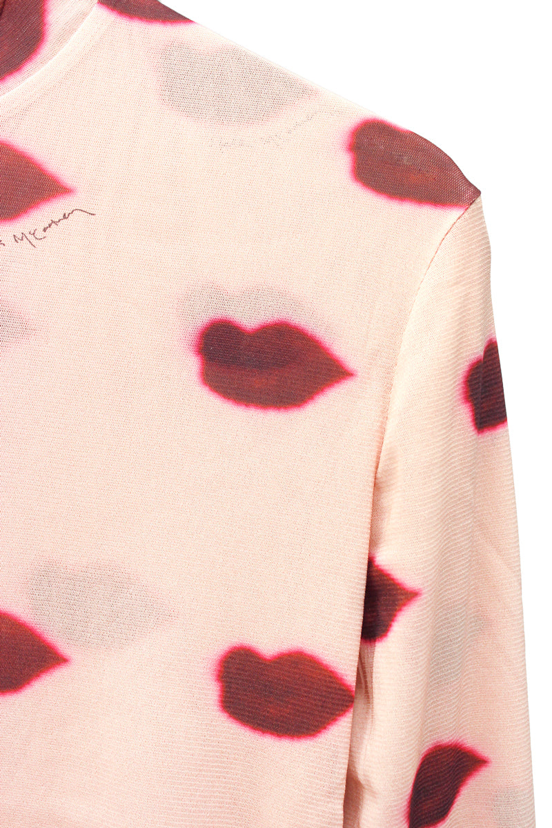 LIPS MESH PRINT HIGH NECK TOP【24AW】