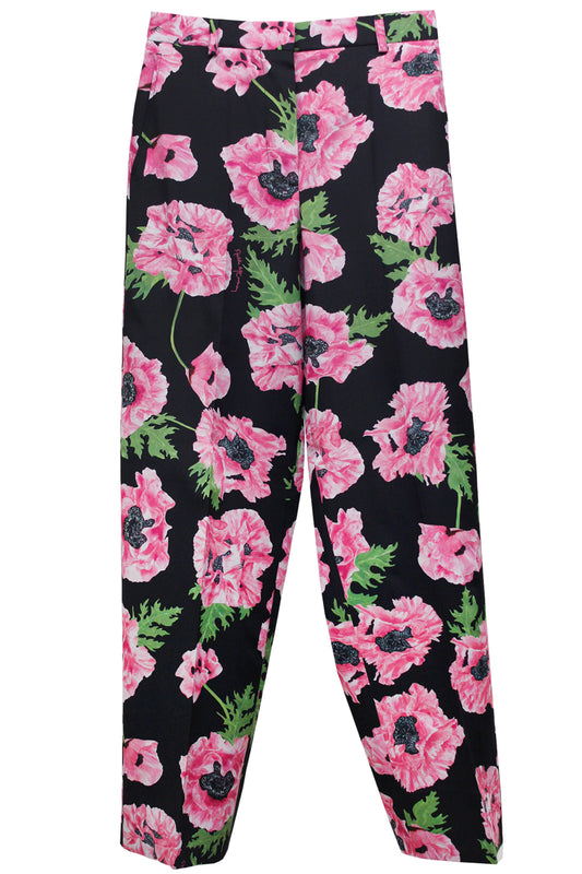 POPPY PRINT LOOSE TROUSERS