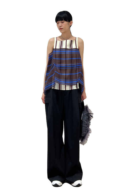 ストライプ柄レイヤードトップス