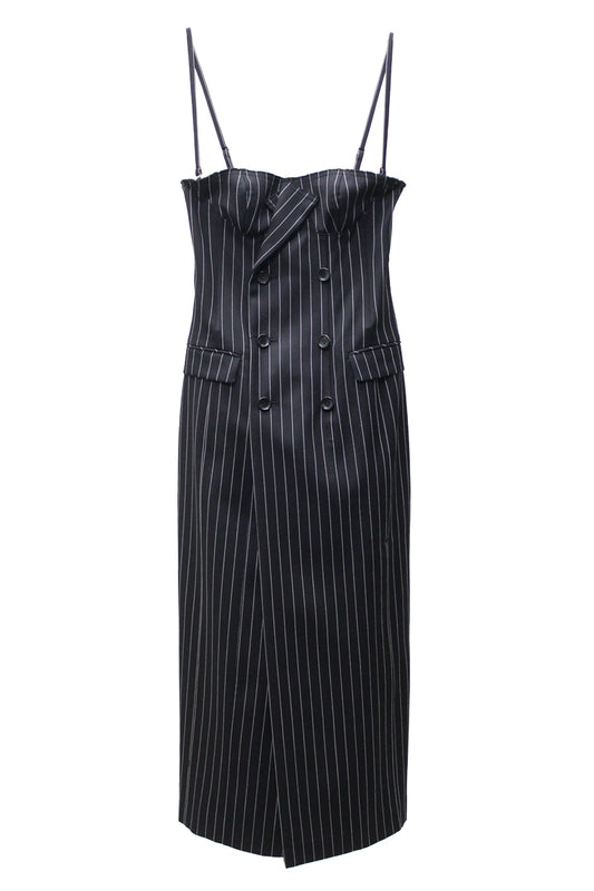 WOOL GABARDINE CORSET BUSTIER DRESS