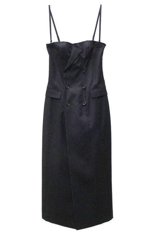 WOOL GABARDINE CORSET BUSTIER DRESS